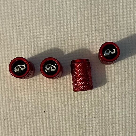 Infinity valve Stem caps in Red set of 4 NWT - Picture 1 of 4
